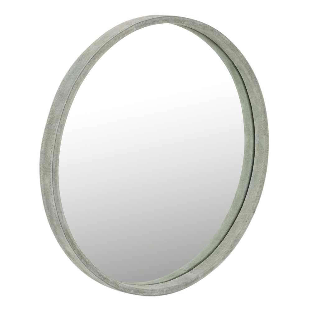 Miroir J-Line Round en cuir vert, vue avant élégante