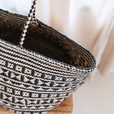 Sac fourre-tout Boho – Sac d’été en jonc de mer – Sac de plage à bandoulière – Sac naturel tissé – Grand sac de courses Boho KIDUL (noir)
