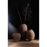 Vase J-Line en papier mâché marron, vue latérale montrant la hauteur et le diamètre