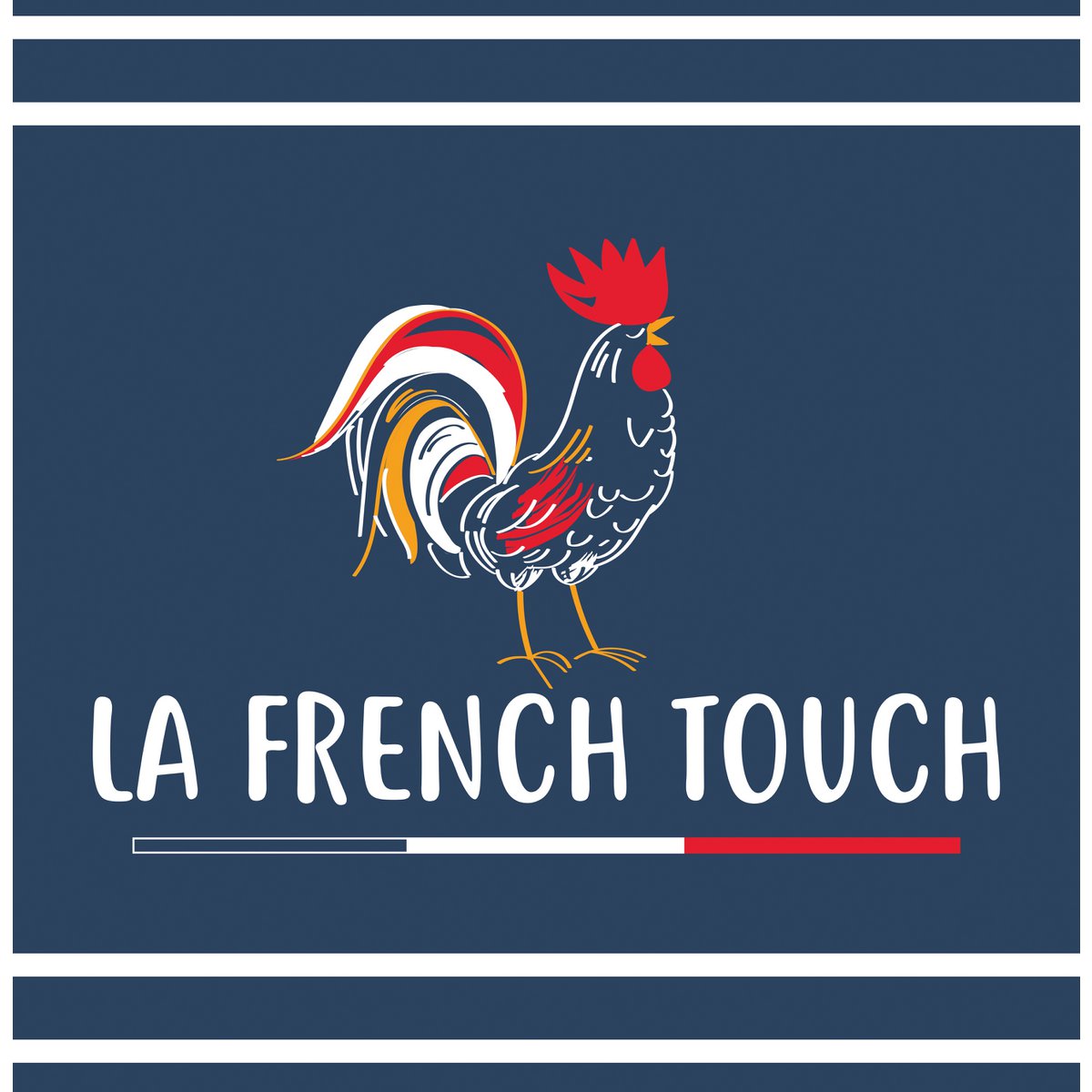 Tablier de cuisine La French Touch recyclé Marine avec coq iconique