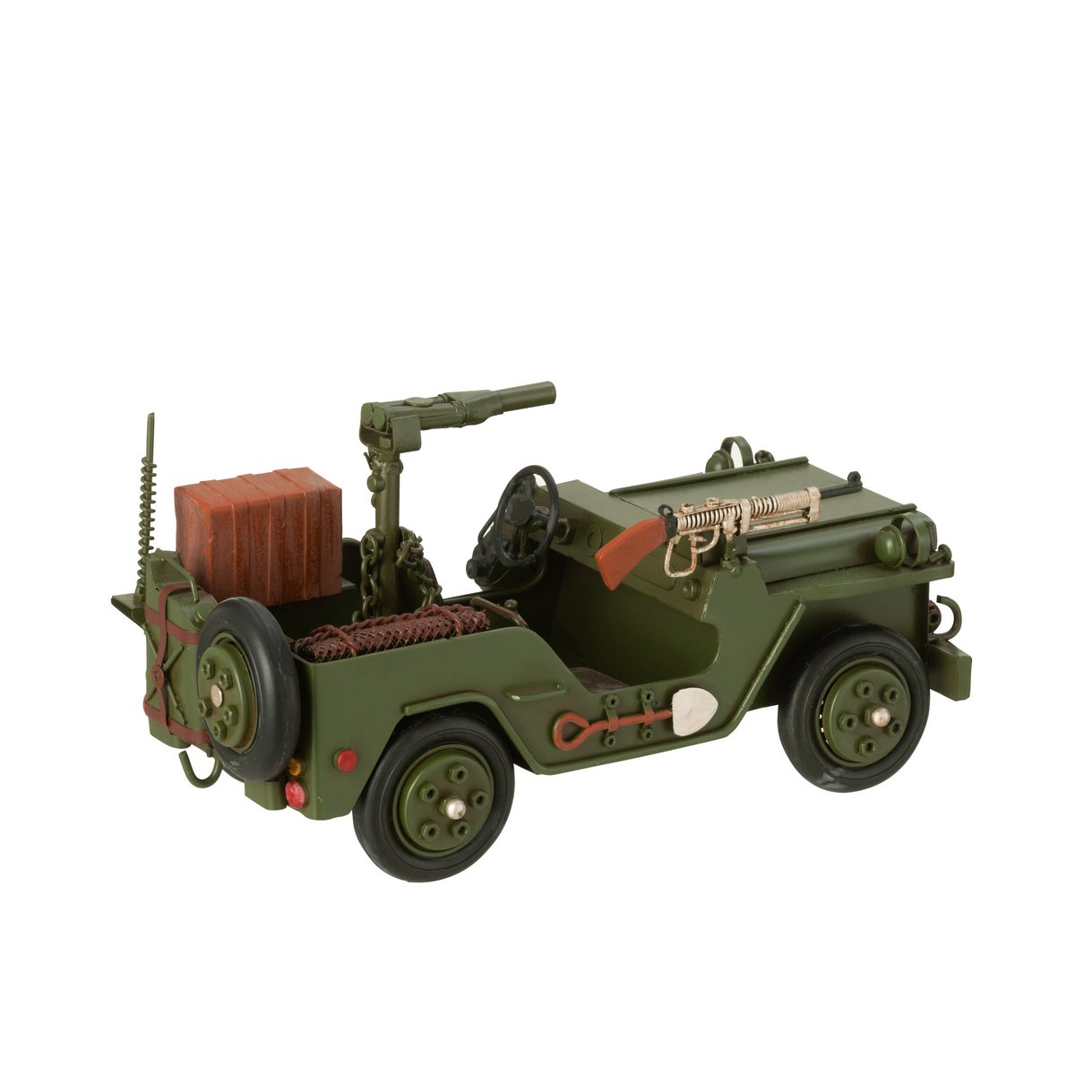 Décoration J-Line 4x4 Antique en métal vert kaki - vue de face