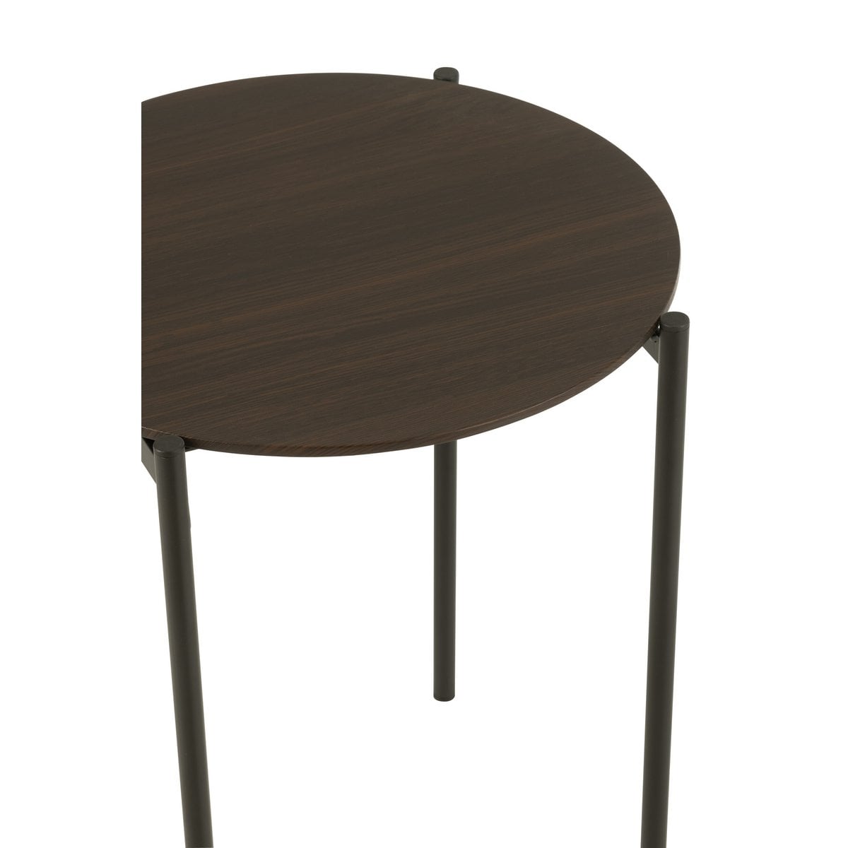 Table d'appoint J-Line Round en bois et métal marron foncé - vue 4