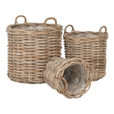 Lot de 3 paniers Burton en rotin naturel, design élégant pour un intérieur chic