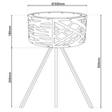 Lampe de table "Finja" en plastique / holzimitation de couleur naturelle, avec un éclairage de version E27 pour le salon, la salle à manger ou le bureau, 55 cm de haut
