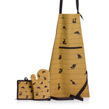 Lot gant de cuisine/manique Dubout Partition de chats Cannelle 18 x 28