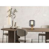 Verre Light Light "Alessio", 30 cm de haut, Ø 20 cm, métal de couleur or, verre fumé, E14