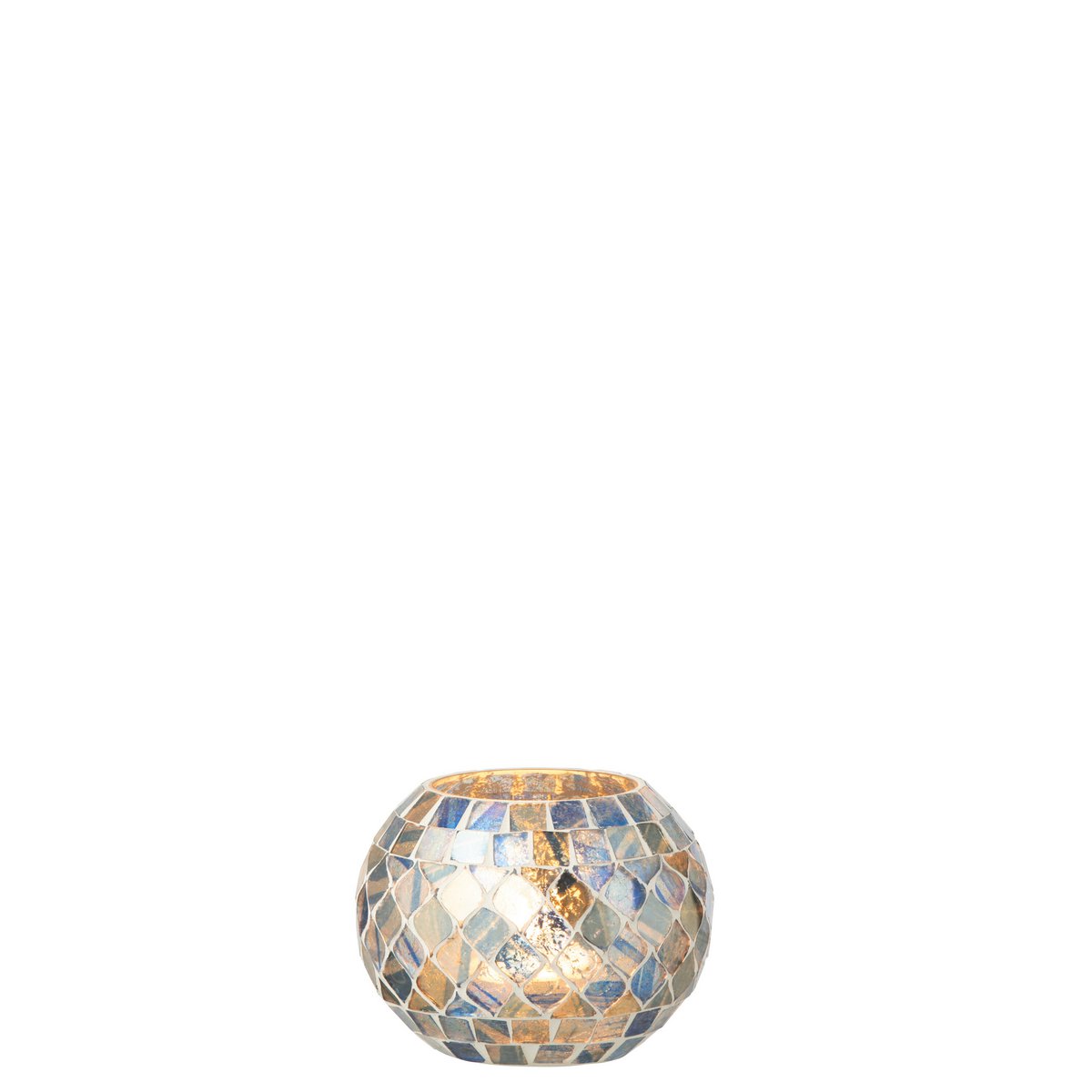 Photophore J-Line Mosaic en verre gris bleu, vue de face