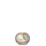 Photophore J-Line Mosaic en verre gris bleu, vue de face