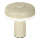 Table sans fil "PilU", 16,5 cm de haut, au-dessus de Ø de 15 cm, métal dans la couleur Frost Allmond, plastique blanc, LED intégrée, 280 lumens, dimmable par capteur tactile, blanc chaud blanc