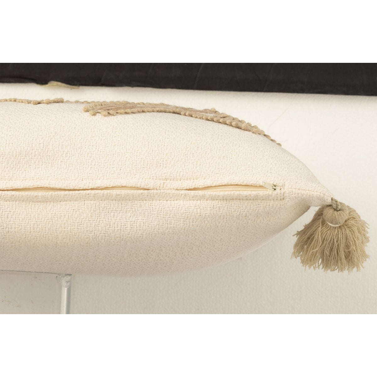 Coussin Étoile de mer J-Line en coton crème/beige avec pompons