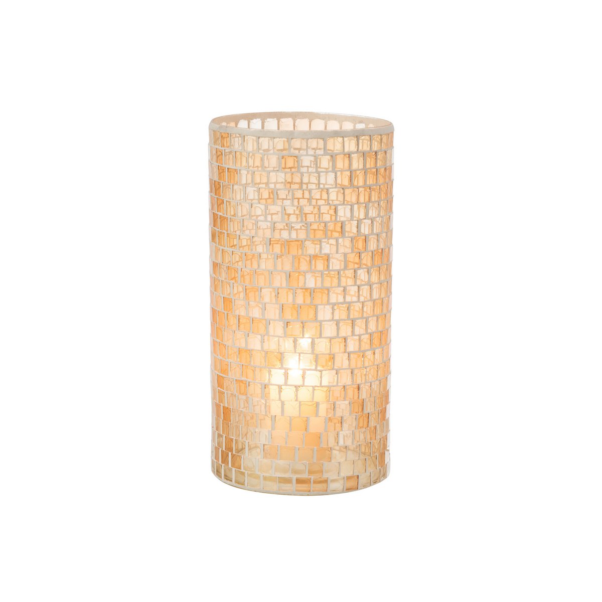 Vase mosaïque rond en verre orange de 29 cm - Détail du motif