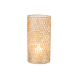Vase mosaïque rond en verre orange de 29 cm - Détail du motif