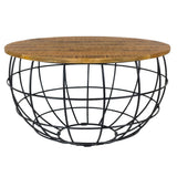 Table basse ronde durable Lexington ø 75 cm treillis métallique fil métallique table de salon en bois massif