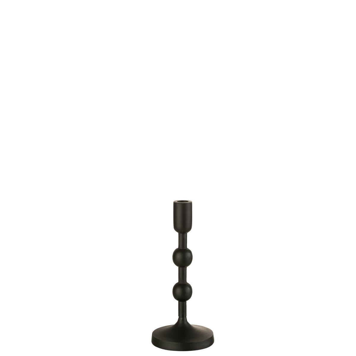 Bougeoir J-Line en aluminium noir, vue de face