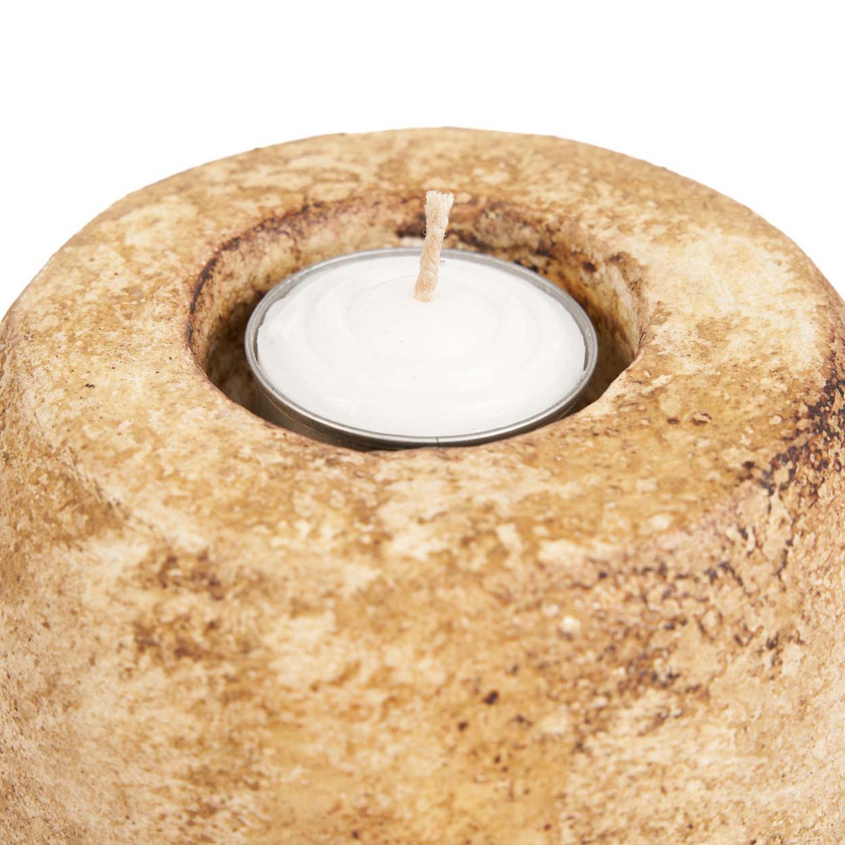 Bougeoir Cavestone en terre cuite, détails de texture unique