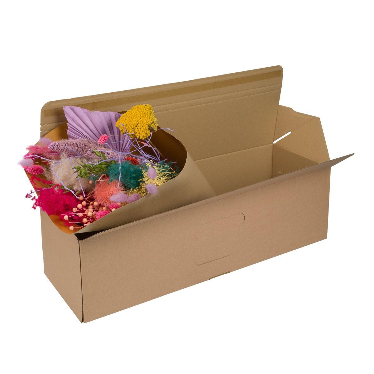 Bouquet de fleurs sèches pastel en boîte cadeau, hauteur 60 cm