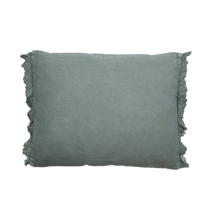 Lin vintage Quirine vieux vert 50x40 - détail des coutures