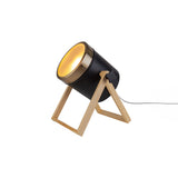 Lampe de table "Tim" en métal noir et en plastique satiné, avec douille E27, lampe de table pour l'intérieur, 28 cm de haut