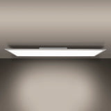 Panneau LED lampe au plafond "Nico", lampe au plafond métallique fonctionnelle et le plastique en blanc, avec des LED fixes et de nombreuses fonctions, idéales pour le bureau, la pratique ou l'atelier, environ 119,5 cm de long