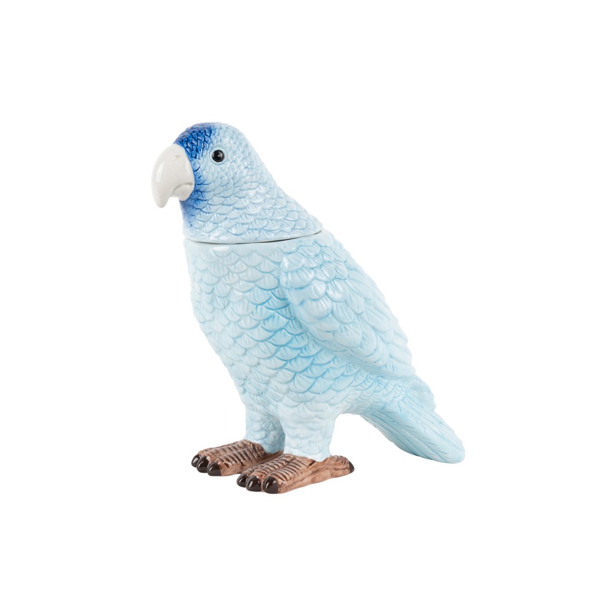 Pot de Rangement Oiseau en céramique bleu, vue de face