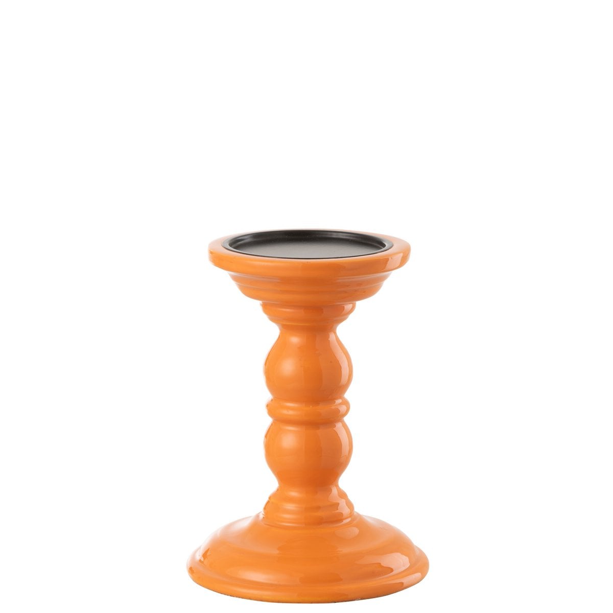 Bougeoir J-Line en bois de manguier orange, mise en scène décorative