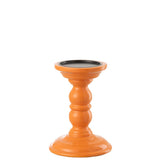 Bougeoir J-Line en bois de manguier orange, mise en scène décorative