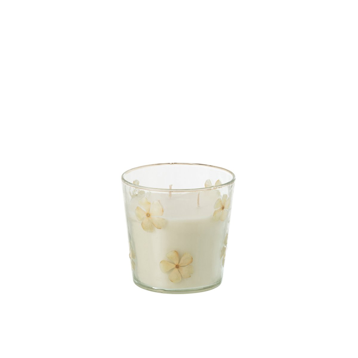 Bougie parfumée J-Line Fleurs dans un verre transparent élégant