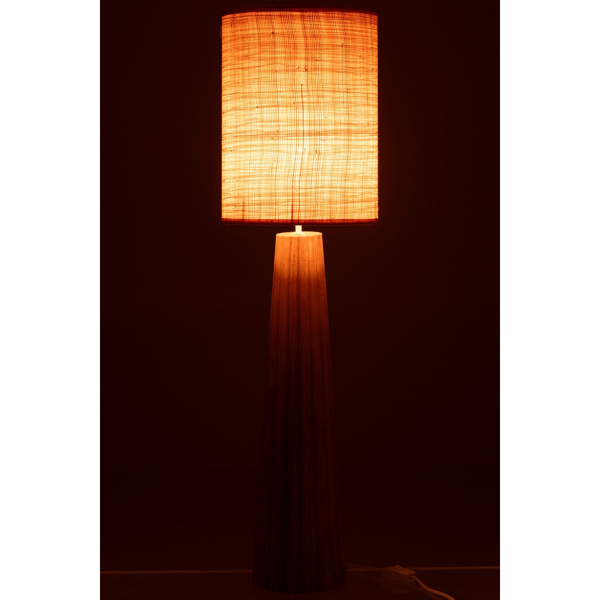Détail de la lampe parapluie Ailanthus en bois naturel