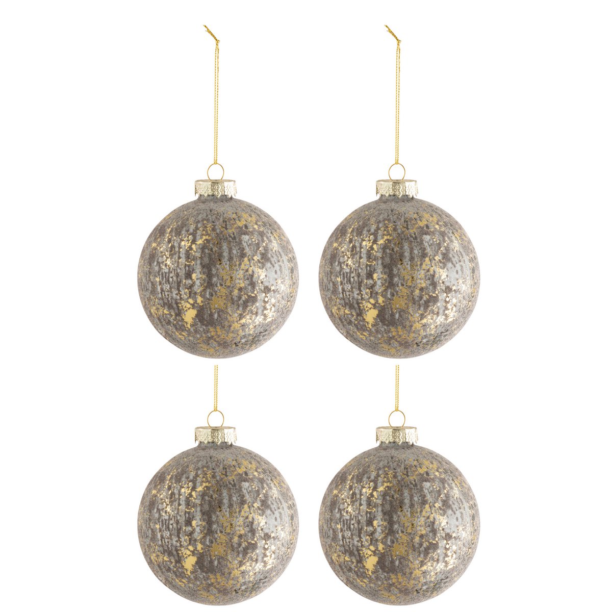 Boule de Noël J-Line en velours gris antique avec accents dorés.