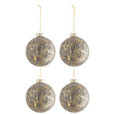 Boule de Noël J-Line en velours gris antique avec accents dorés.