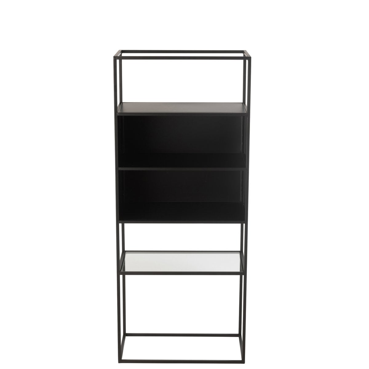 Étagère J-Line en métal noir, vue latérale, design moderne