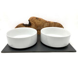 Station d'alimentation MOUNTAIN 2x 1,5 litre bol en porcelaine bois d'olivier