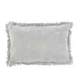 Coussin J-Line bleu en coton et velours avec franges élégantes