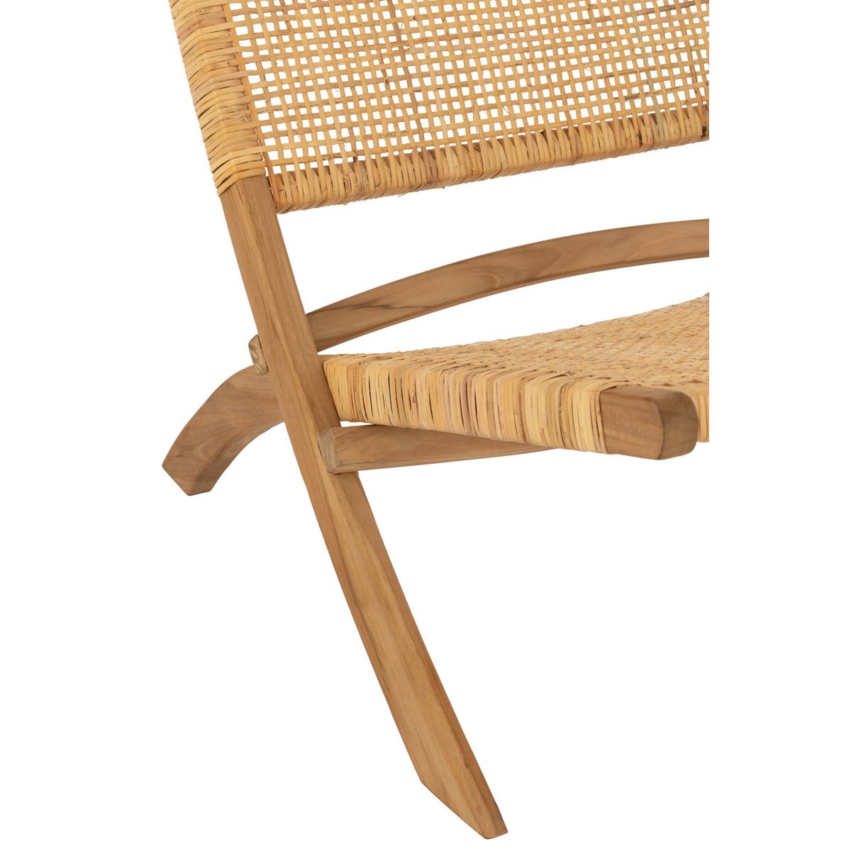 Vue latérale du fauteuil Ploistoel en teck naturel