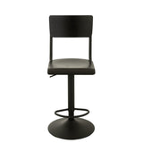 Chaise de bar J-Line noire en bois et métal, vue de face