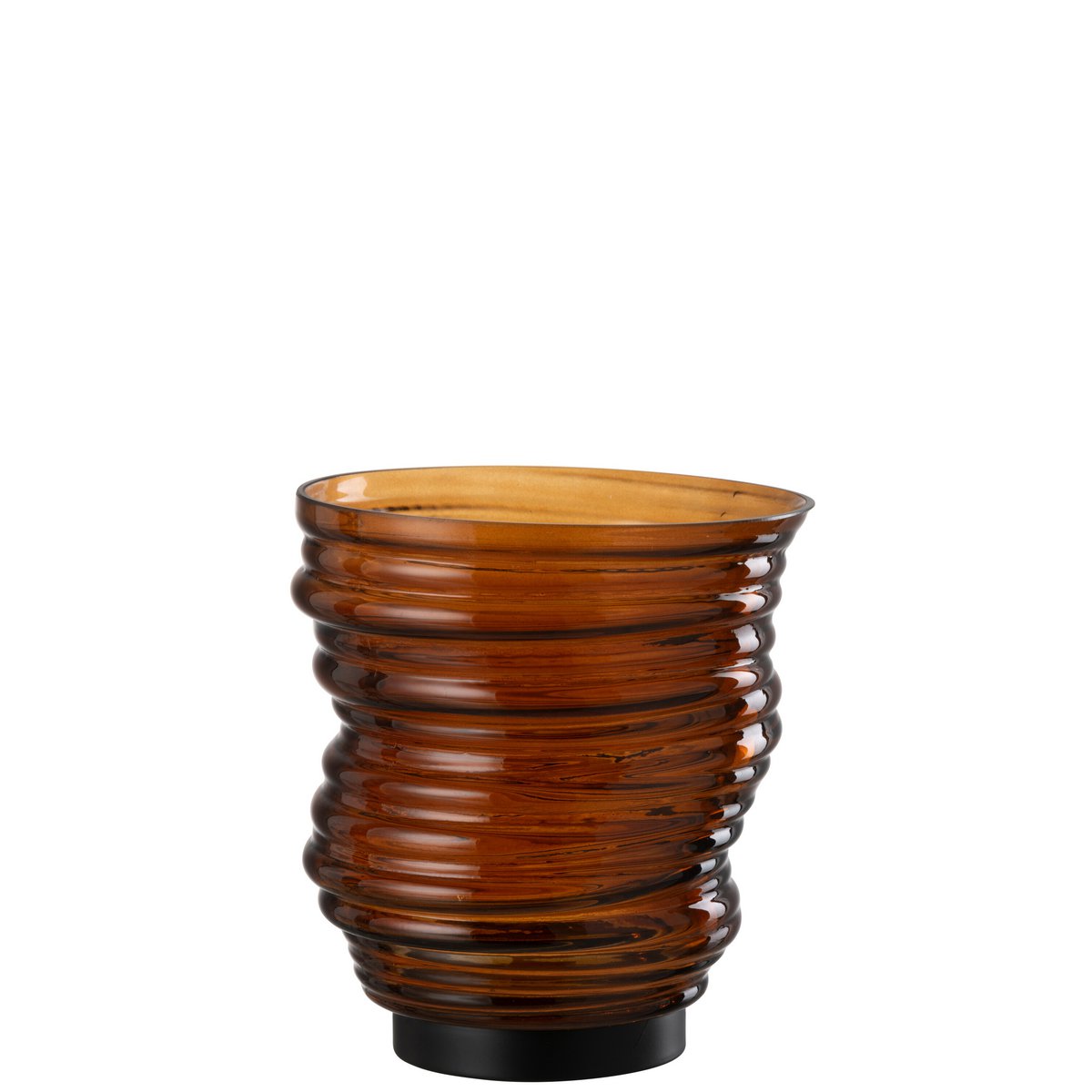 Détail du vase Tornado, verre marron, ambiance chic.