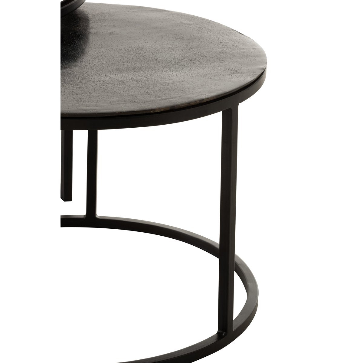 Table d'appoint J-Line Round Oxidize, vue latérale montrant la finition oxydée
