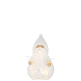 Figurine J-Line Père Noël Étoile en polyrésine blanche avec lumières LED