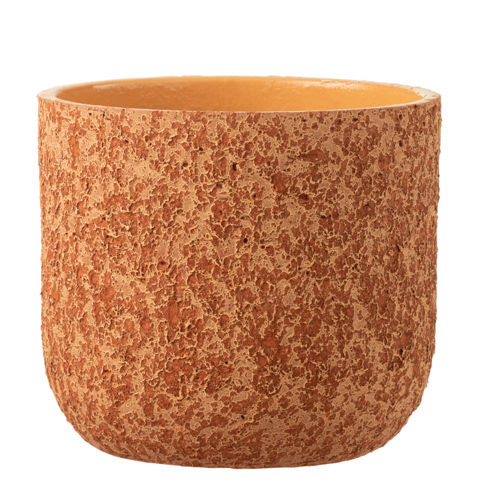 Pot de fleurs J-Line en céramique terracotta, vue de face