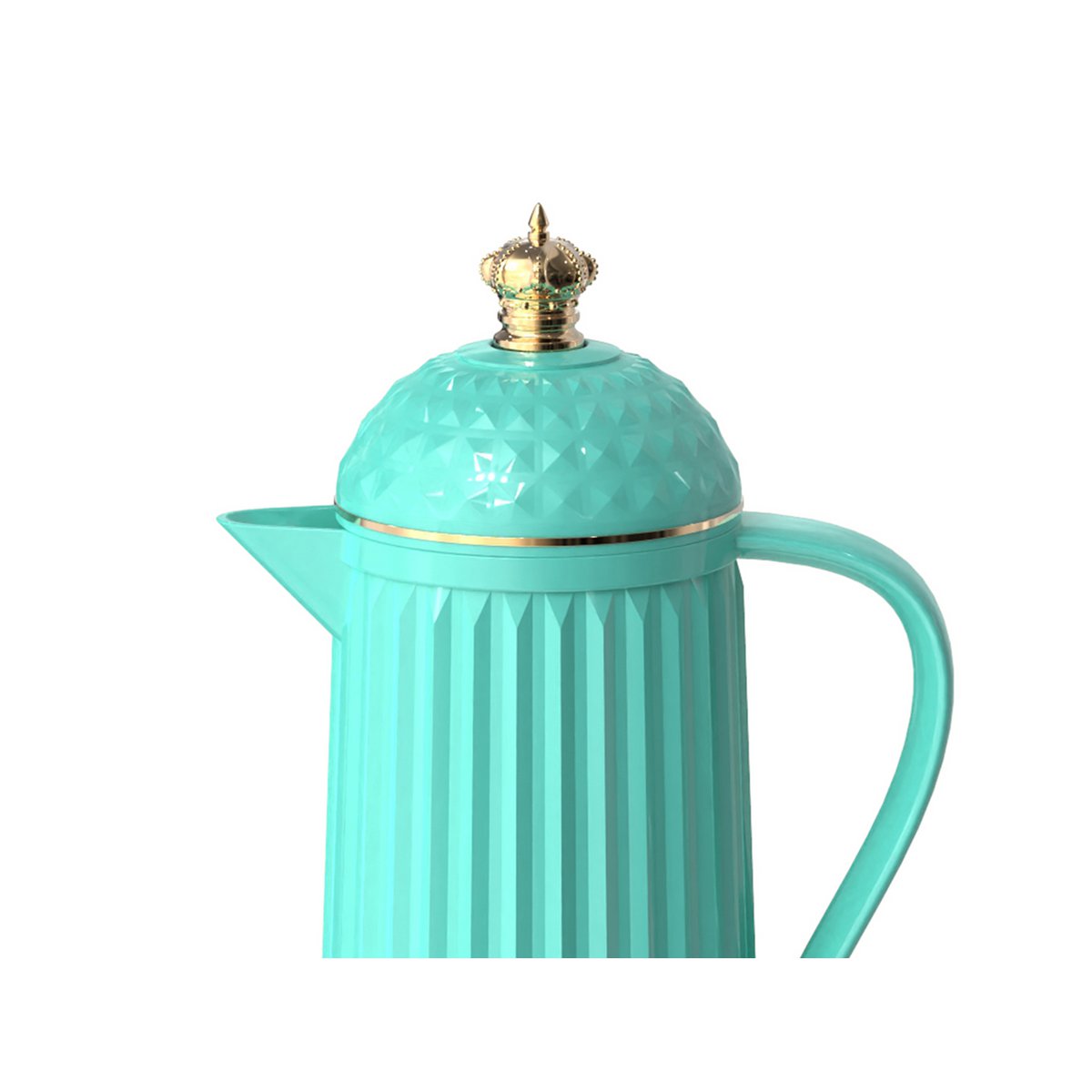 Vue latérale de la couronne de bouteille thermos, couleur bleu