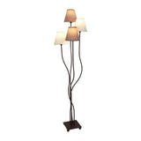Lampe debout textile "Boho", lampadaire en beige / marron, avec une douille E14, pour salle à manger, salon, couloir ou bureau, 138 cm de haut