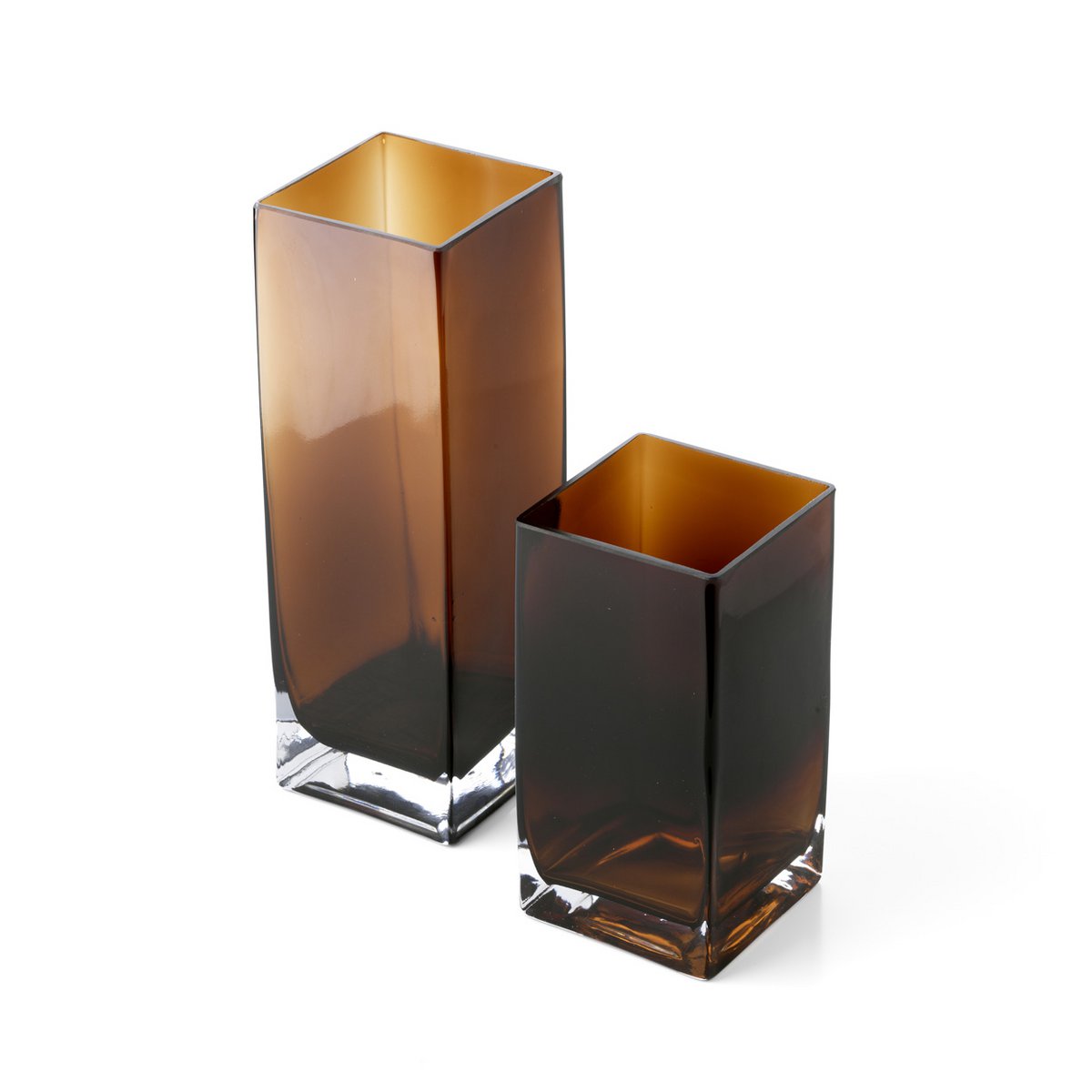 Vase Cuboïde Ambre en verre, forme rectangulaire élégante