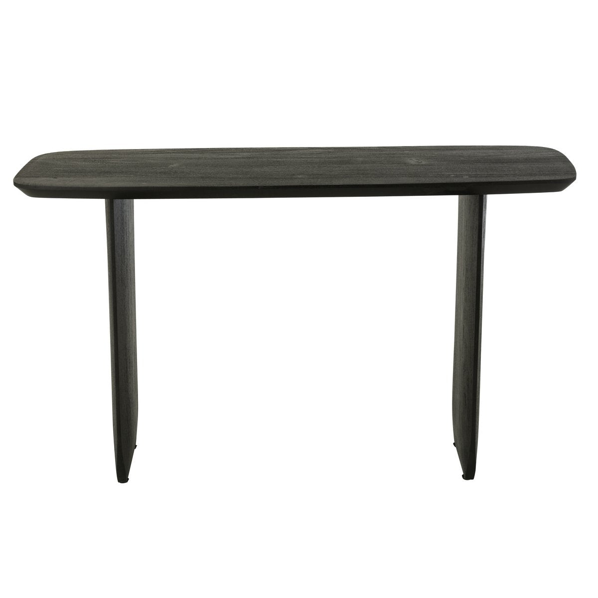 Détail de la finition en bois d'acacia noir de la console J-Line
