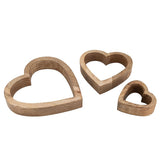 Decofigure Heart 3 Set Wood Figure 24/18/11 cm Décoration de mariage Mango Wood