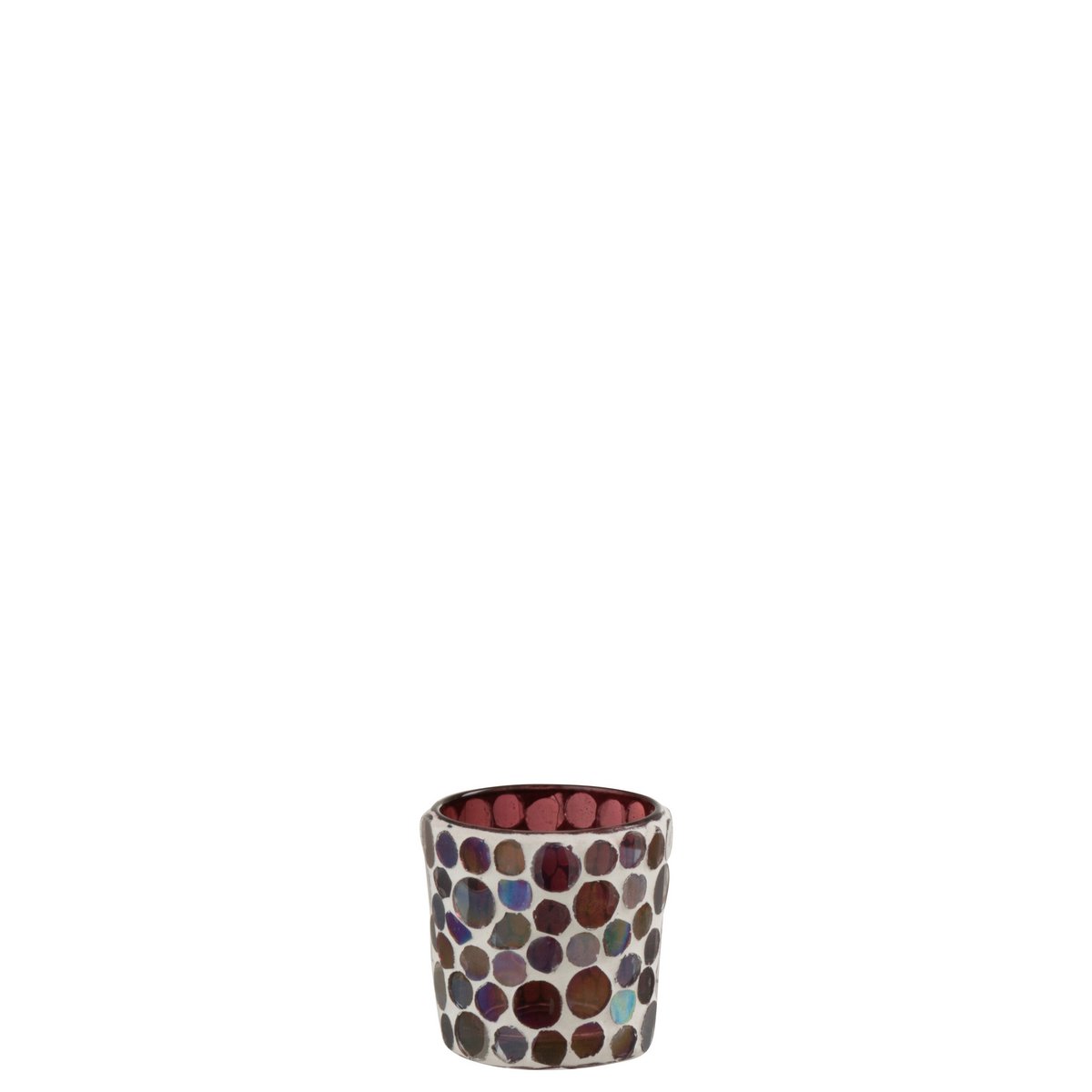 Photophore Mosaic J-Line en verre rouge et blanc, vue de face.