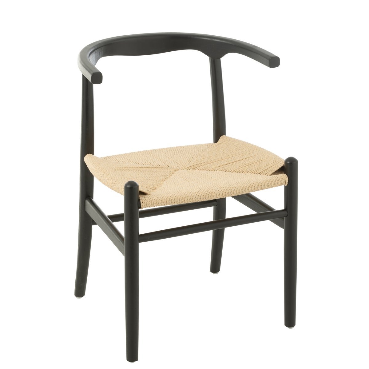 Chaise Ton en bois de hêtre et corde noire, vue avant