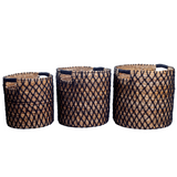 Panier de rangement PURA | Panier de plantes | Panier à linge (noir) en fibre de banane (3 tailles)