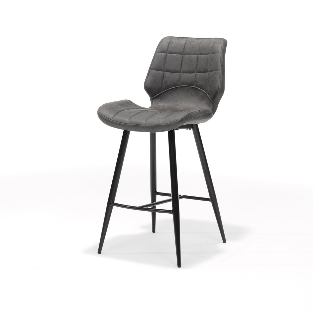 Tabouret de bar Borgo noir en tissu doux anthracite, vue avant