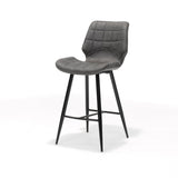 Tabouret de bar Borgo noir en tissu doux anthracite, vue avant