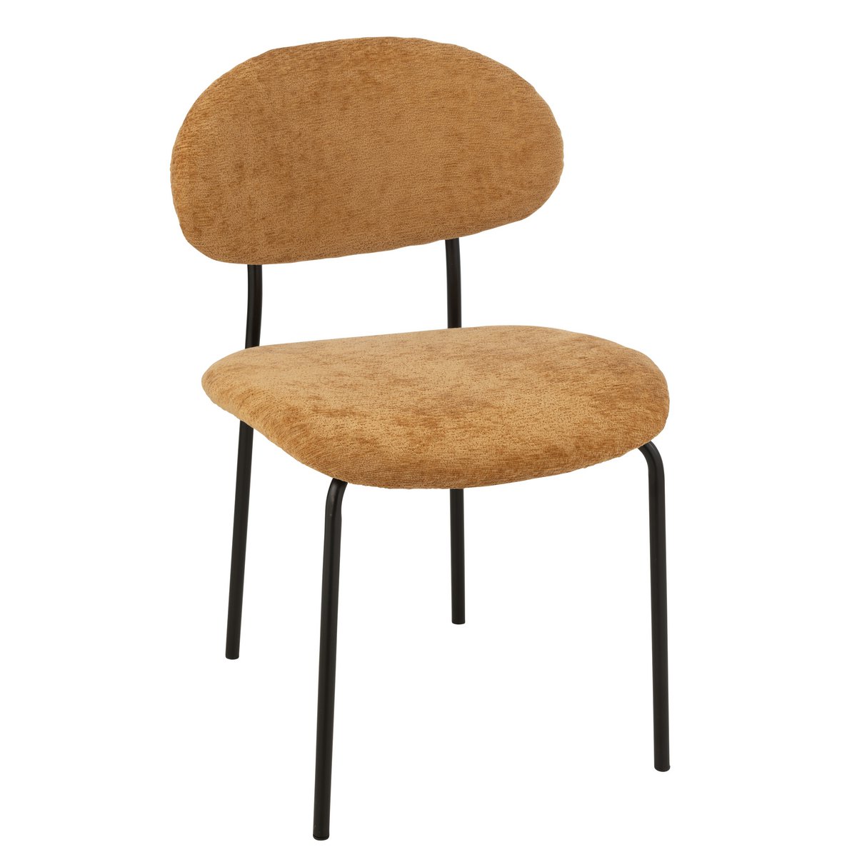 Chaise J-Line ocre en textile et métal, vue de face
